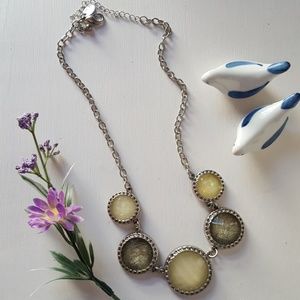 Statement Green circle Necklace with silver chain